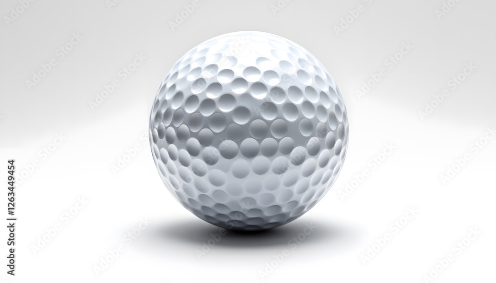 High-Resolution Close-up of a Golf Ball Against a White Background. A pristine, detailed close-up of a golf ball set against a plain white background High-Resolution Close-up of a Golf Ball Against a White Background. A pristine, detailed close-up of a golf ball set against a plain white background