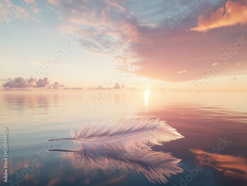 White feather floating on water