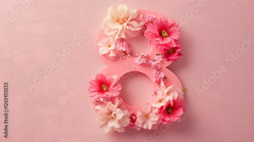 Floral arrangement of number eight for International Women's Day on March 8