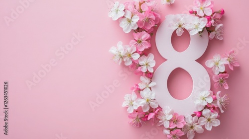 Celebrating International Women's Day with floral decorations highlighting the number eight