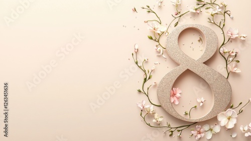 Celebrating International Women's Day with a floral arrangement and the number eight
