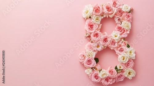 Celebrating International Women's Day with floral arrangement featuring number eight on March 8