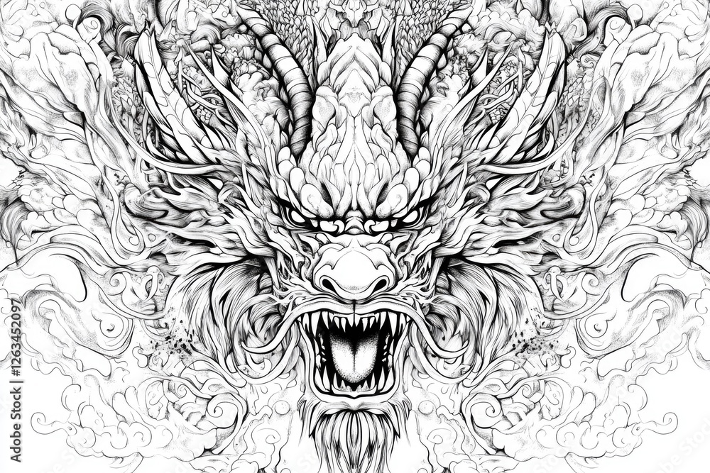 Obraz premium Dragon Head Drawing