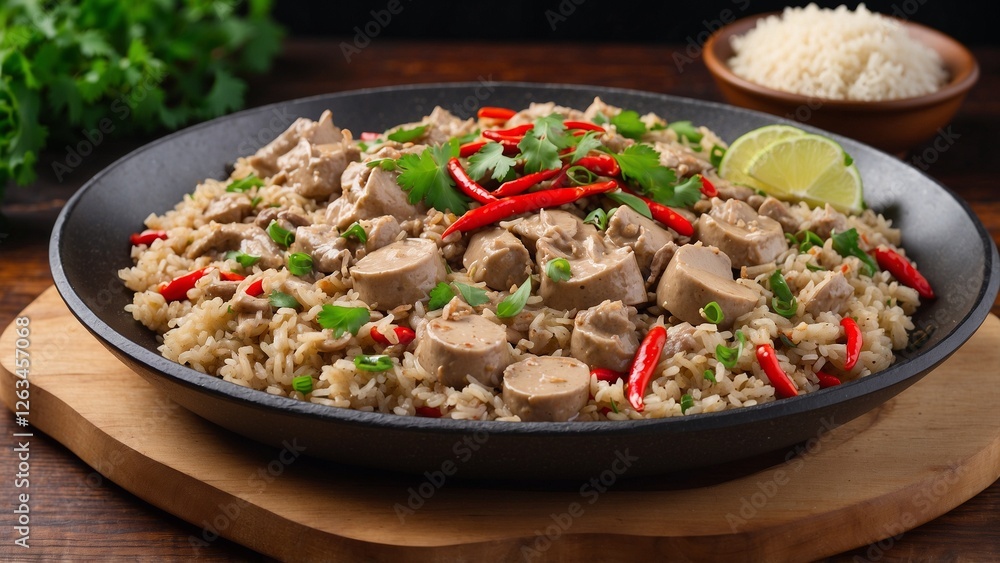 Fried Rice Sausage in Rustic Style Brown Exquisite Meal
Fried Rice Sausage in Rustic Style Brown Exquisite Meal