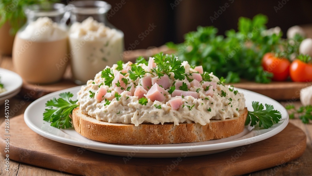Ham Salad Sandwich in Minimalist Style Light Appetizing Meal
Ham Salad Sandwich in Minimalist Style Light Appetizing Meal