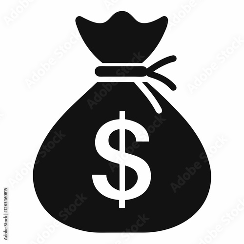 Simple Black and White Money Bag Icon