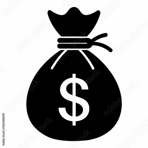 Simple Black and White Money Bag Icon
