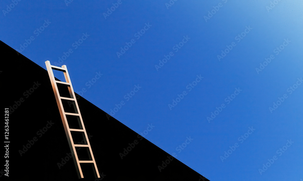 Embracing Minimalism: A Striking Ladder Against the Expansive Blue Sky Symbolizing Aspirations and Opportunities Embracing Minimalism: A Striking Ladder Against the Expansive Blue Sky Symbolizing Aspirations and Opportunities