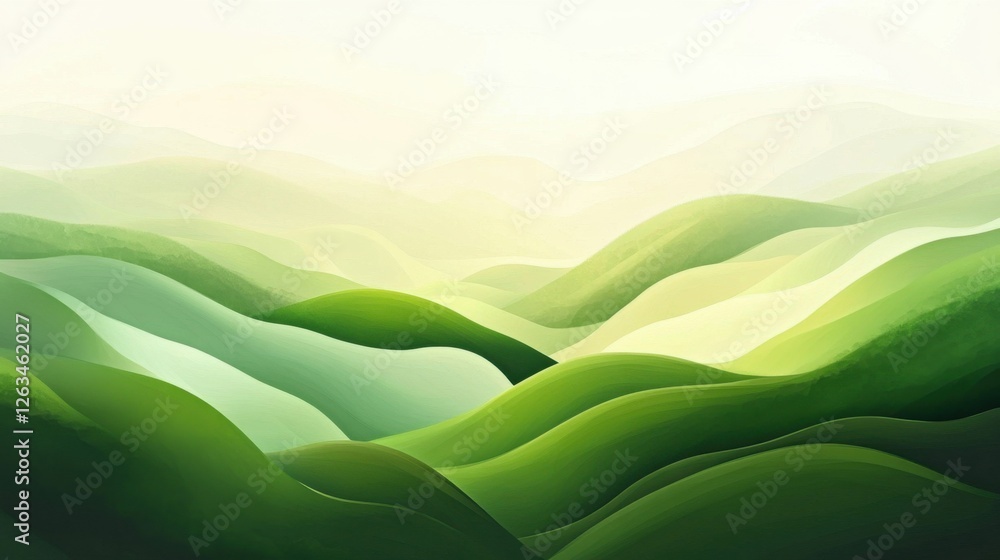 Obraz premium Abstract Green Landscape Wallpaper: A modern background featuring organic green textures and dynamic natural patterns for creative projects.