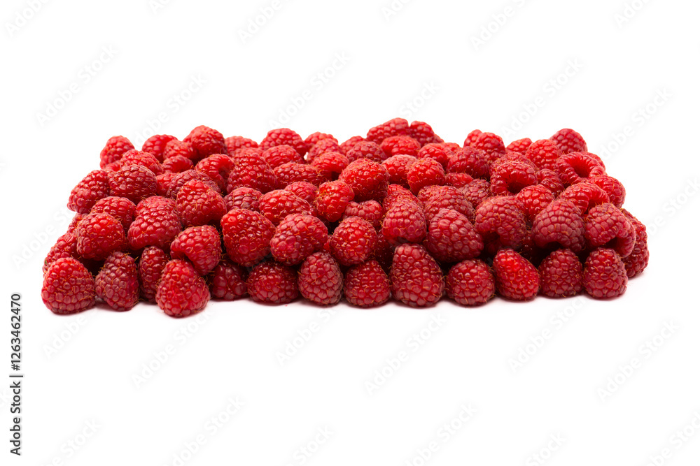 Tasty fresh raspberry isolated on a white background. Top view. Tasty fresh raspberry isolated on a white background. Top view.