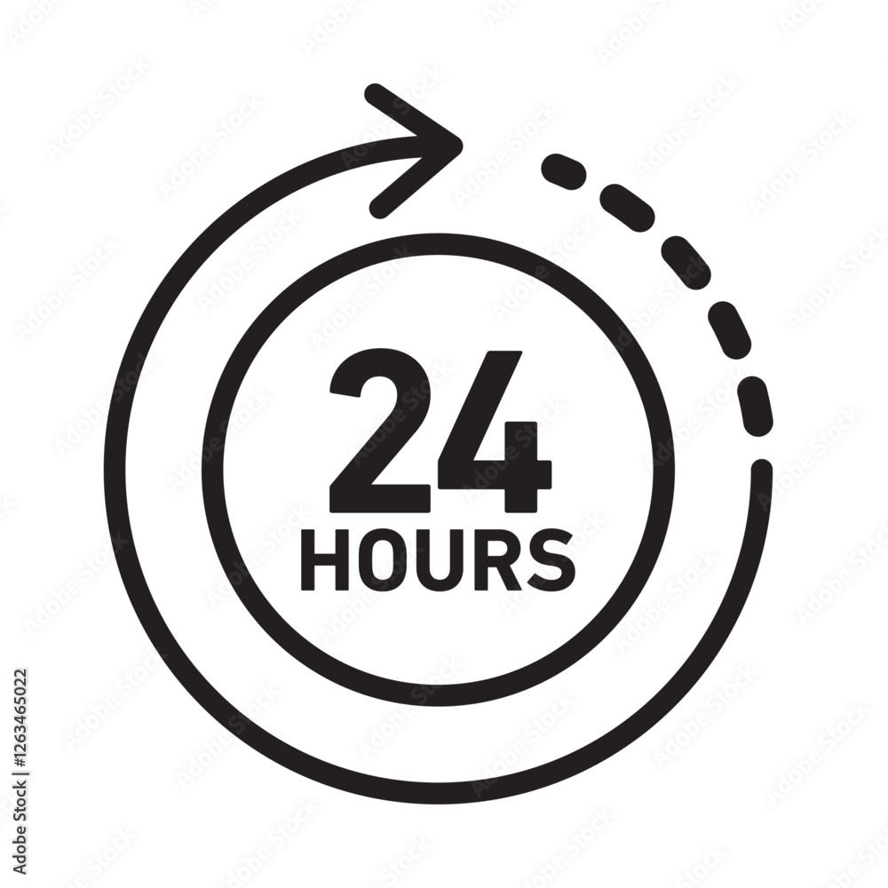 24 hours icon Thin line illustration 24 hours icon Thin line illustration