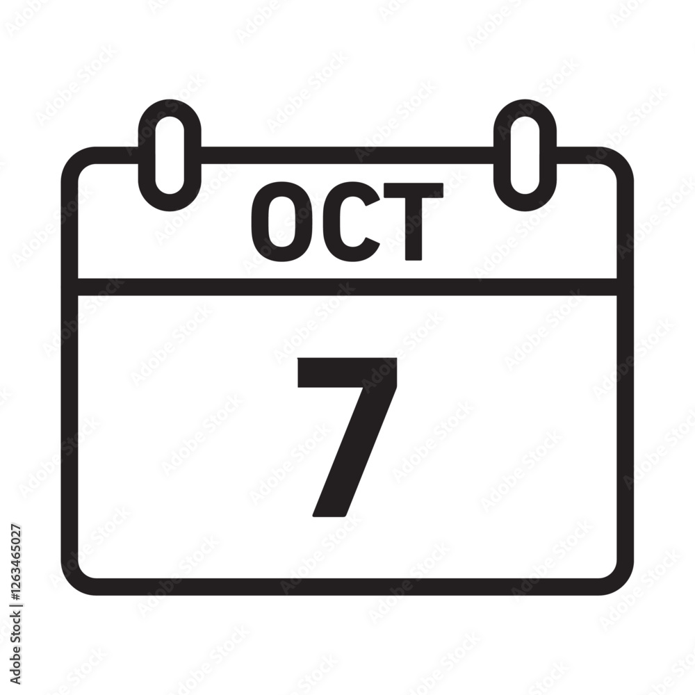 7 october date icon Thin line illustration 7 october date icon Thin line illustration