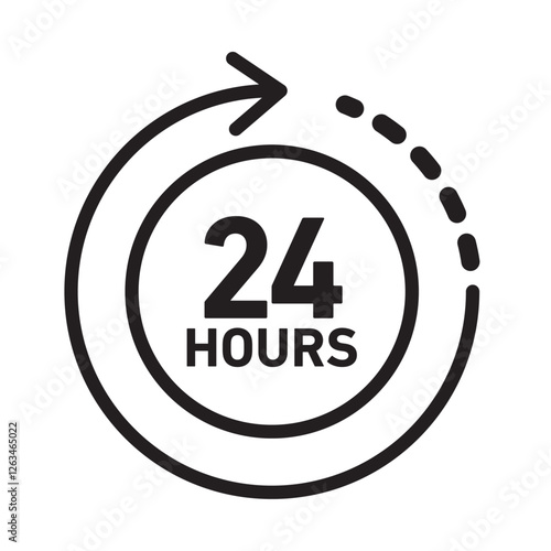 24 hours icon Thin line illustration