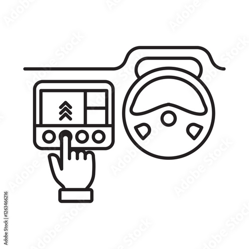 Car with touchscreen display icon Thin line illustration