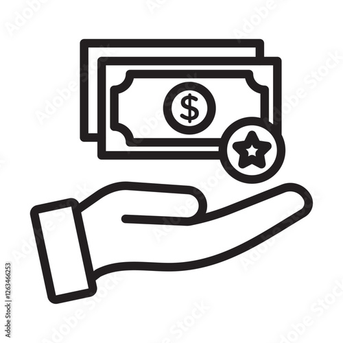 Cash bonus icon Thin line illustration