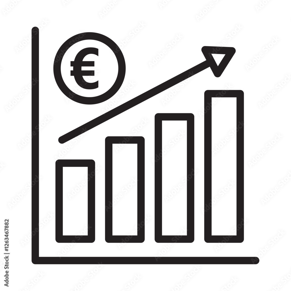 Euro chart icon Thin line illustration Euro chart icon Thin line illustration