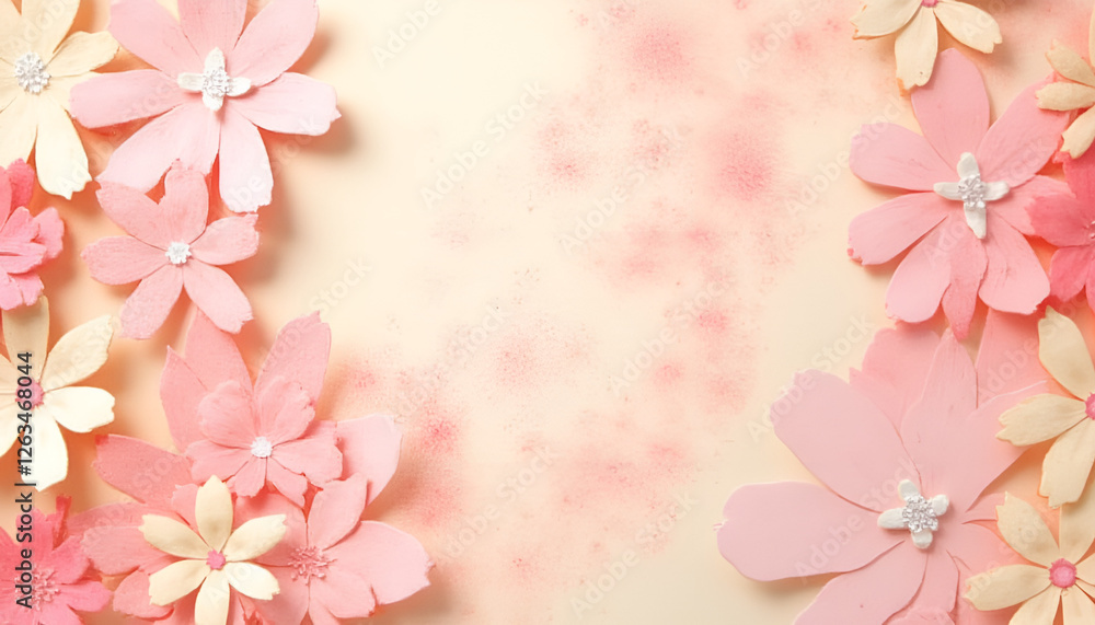 Soft Pink Background with Paper Flowers Soft Pink Background with Paper Flowers