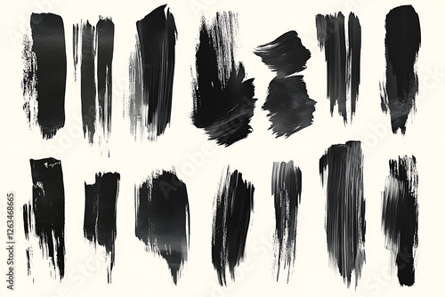 Abstract black paint brush strokes on white background