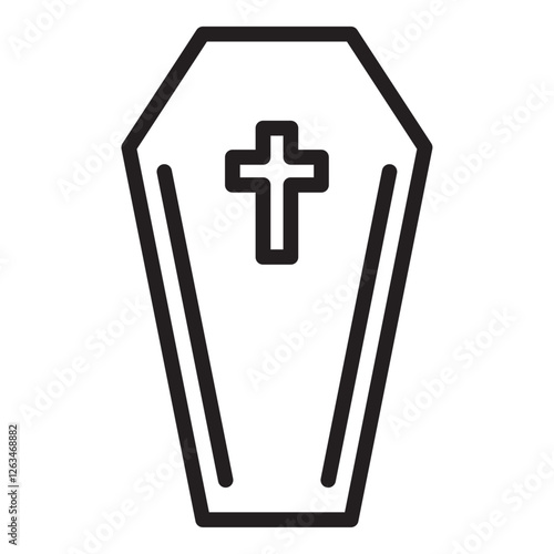 Halloween coffin icon Thin line illustration