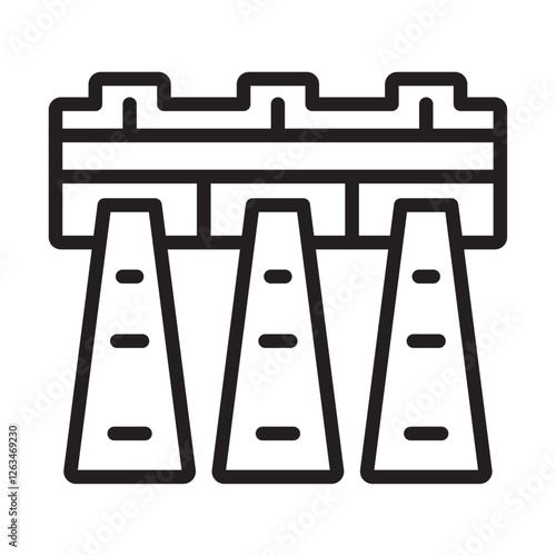 Hydroelectric dam icon Thin line illustration