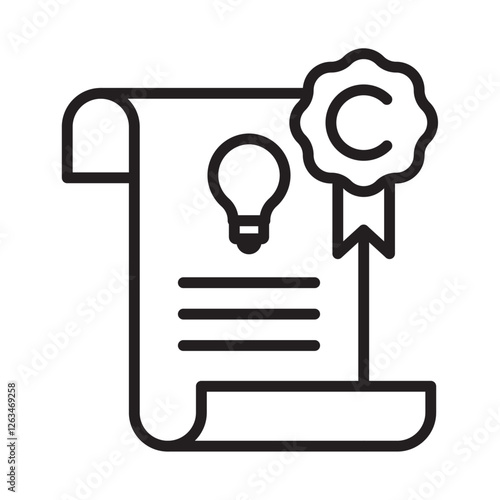 Intellectual property and copyright icon Thin line illustration