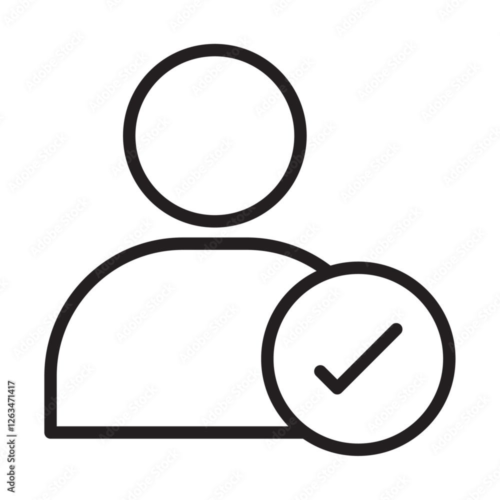 Profile check icon Thin line illustration Profile check icon Thin line illustration