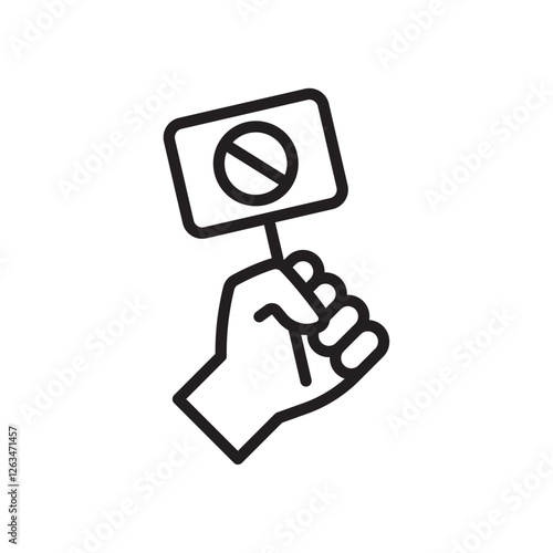 Protest banner in hand icon Thin line illustration