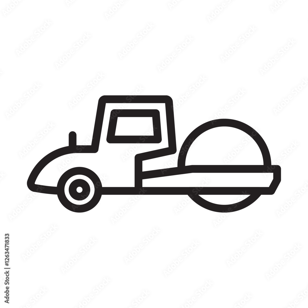 Road roller icon Thin line illustration Road roller icon Thin line illustration