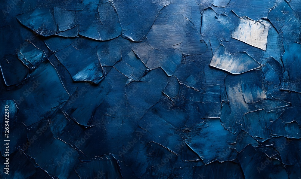 Fototapeta premium Abstract blue texture with thick paint strokes and varied shades for a rich deep effect