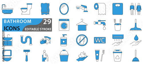Vector bathroom icons. bathroom icon set. Shower, bath, toilet, icon set. vector illustration.
