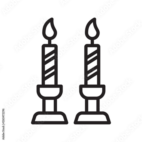 Shabbat candles icon Thin line illustration