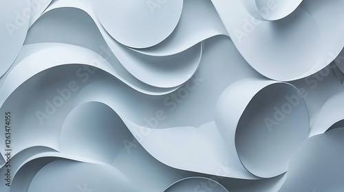 Abstract Waves of Light Gray Paper Curls