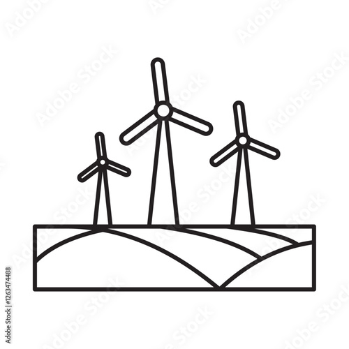 Wind power plant icon Thin line illustration