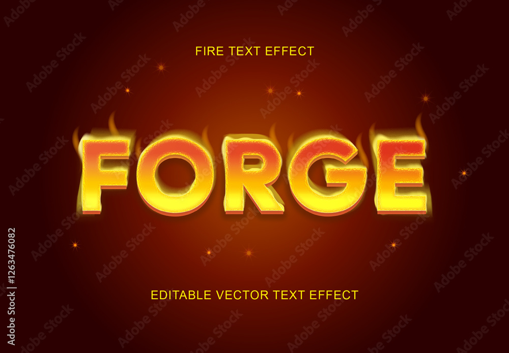 Gold And Orange Fire Text Forge Font. Burning 3D Text Effect Stock ...