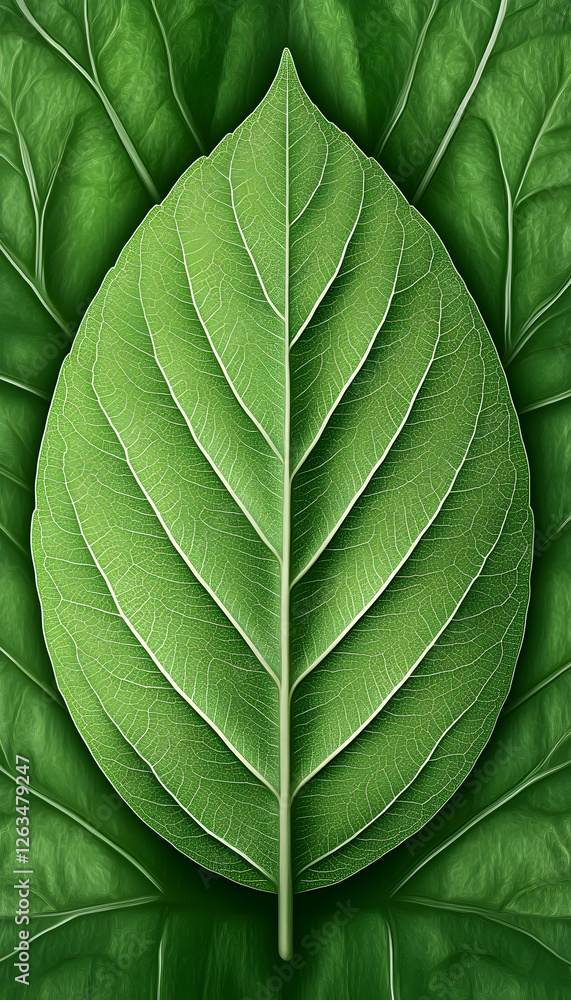 Close-up of vivid green leaf for organic or environmental concepts, detailed veins. Generative AI Close-up of vivid green leaf for organic or environmental concepts, detailed veins. Generative AI