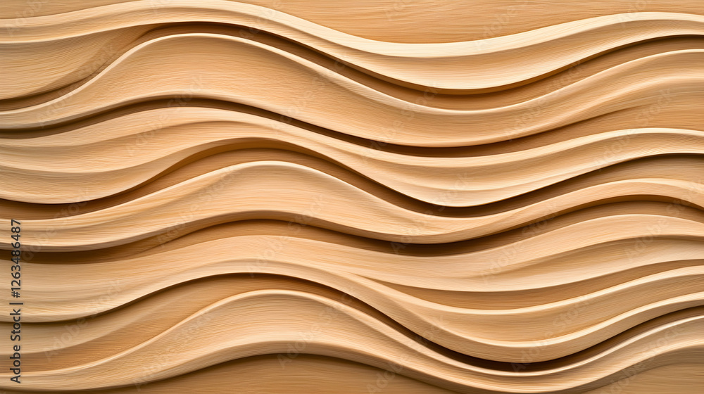 Wooden Waves Abstract textured panel background for interior design applications. Generative AI Wooden Waves Abstract textured panel background for interior design applications. Generative AI