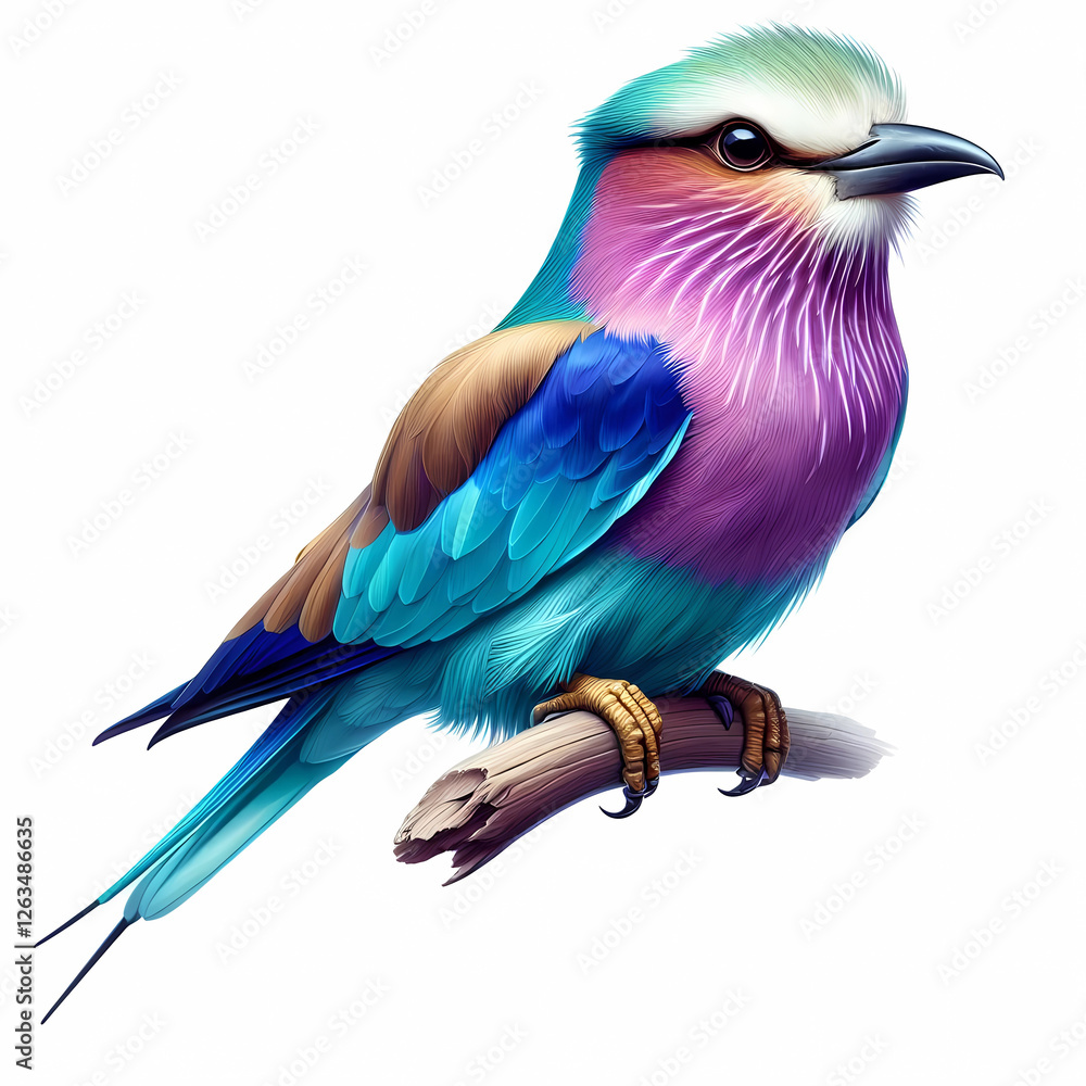 Fototapeta premium lilac breasted roller bird image on white background