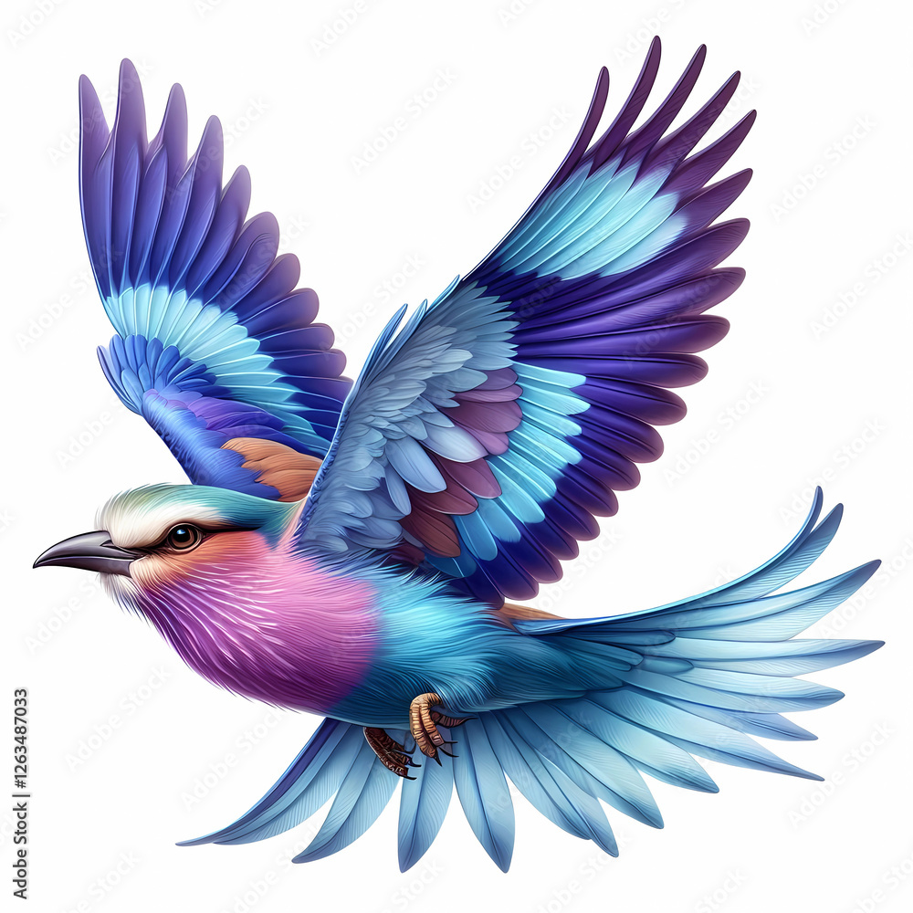 Obraz premium lilac breasted roller bird image on white background