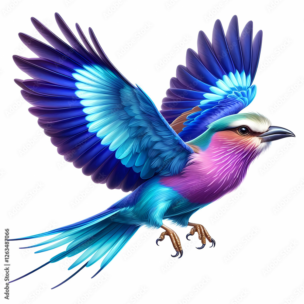 Fototapeta premium lilac breasted roller bird image on white background