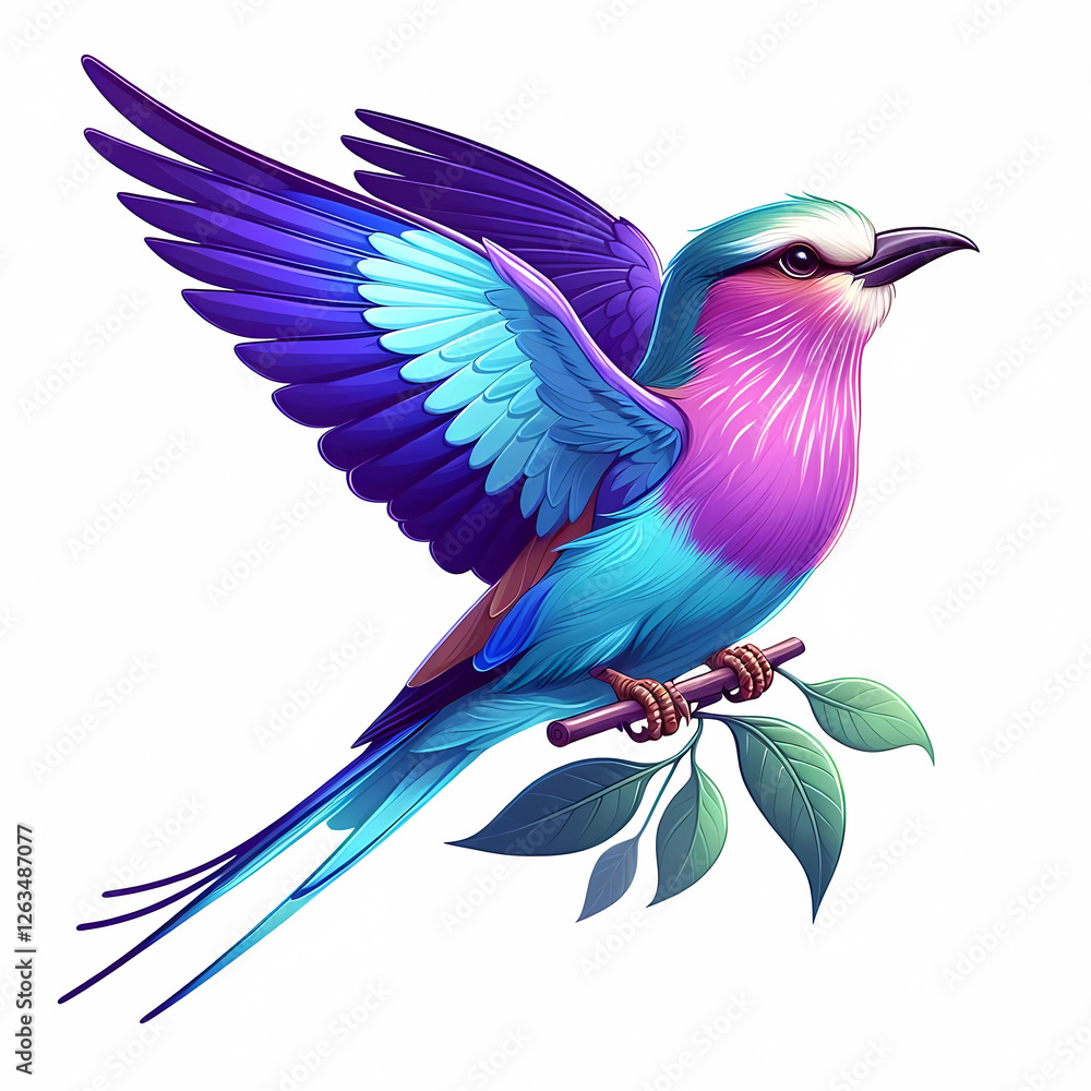 Obraz premium lilac breasted roller bird image on white background