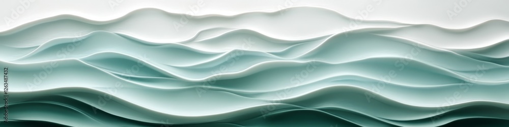 Fototapeta premium Seamless Pastel Lavender To Seafoam Green Gradient., 3D Low Profile Wave Style, Delicate Background