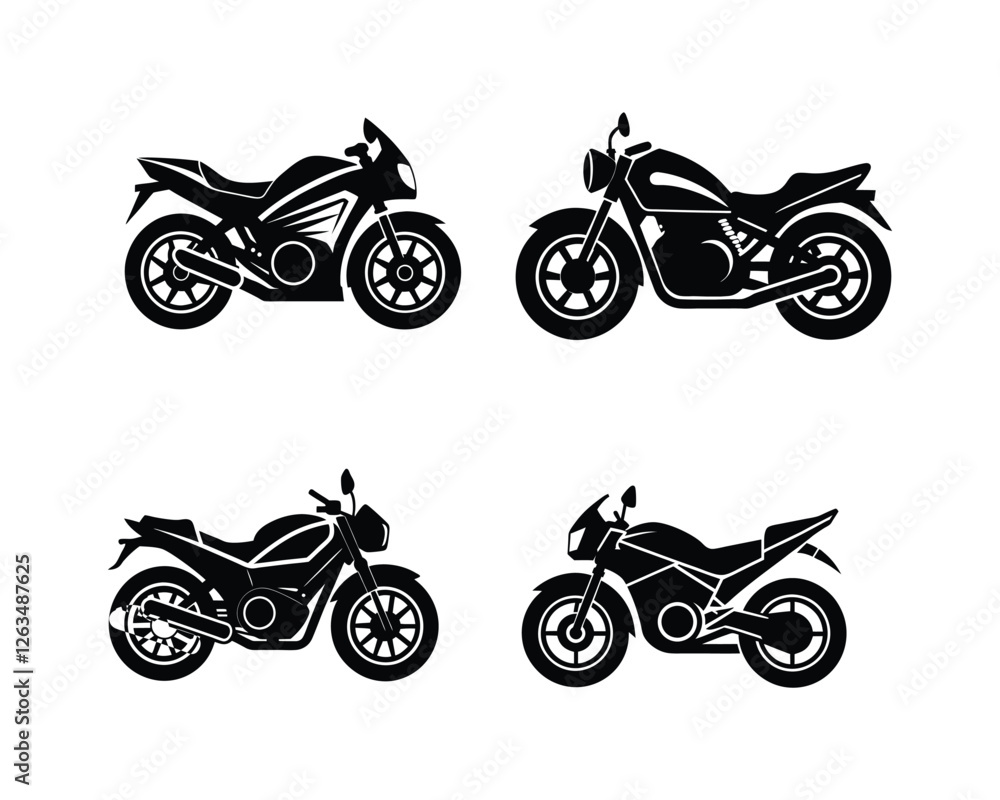 Fototapeta premium set of motorcycles on a white background