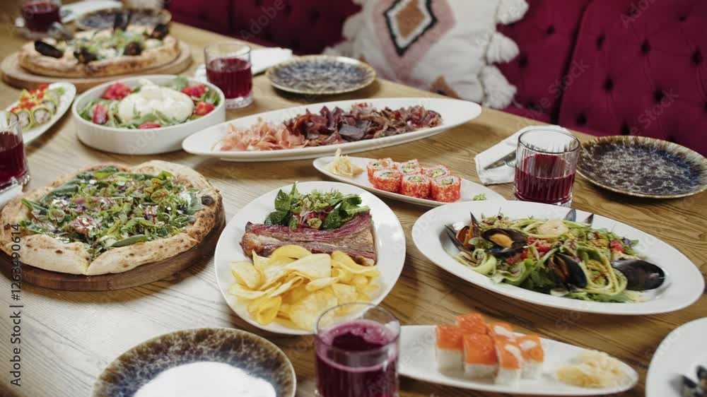 Assorted Dishes on a Festive Dining Table Assorted Dishes on a Festive Dining Table