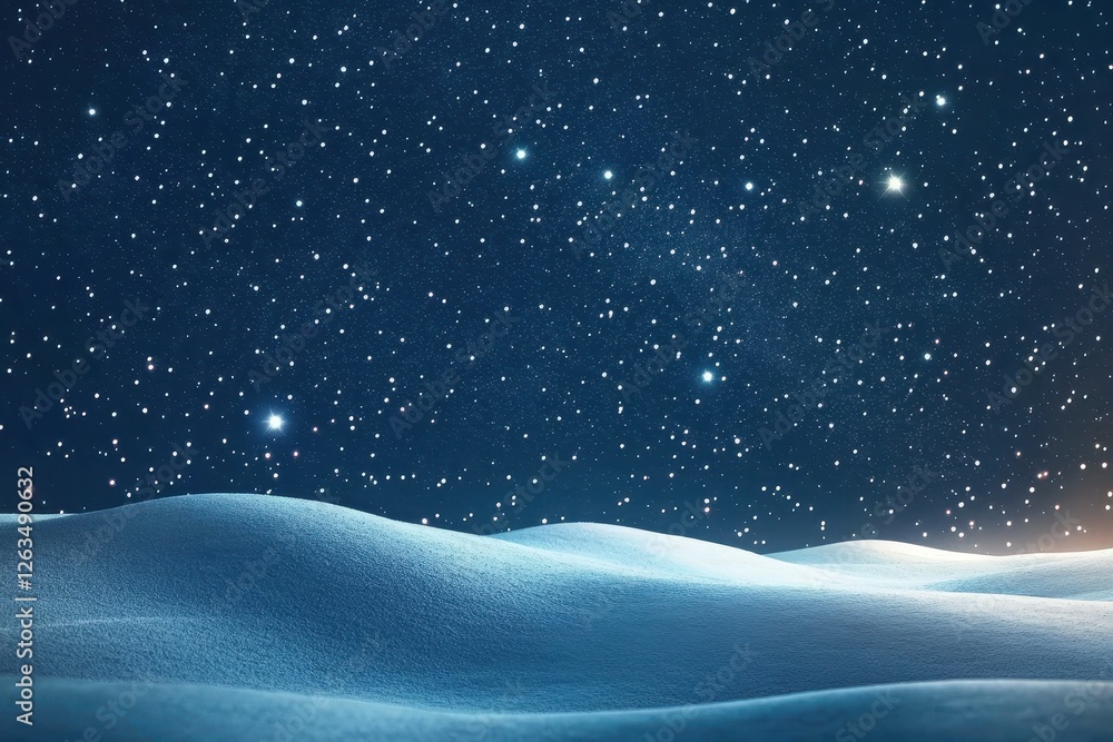 Snowy hills under a dark and starry night sky Snowy hills under a dark and starry night sky