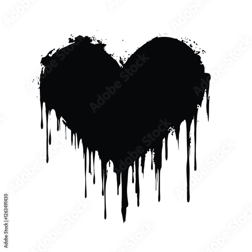 Dripping heart with ink splashes
