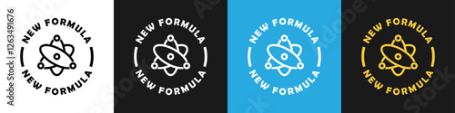 New Formula - vector label for products isolated on different backgrounds.