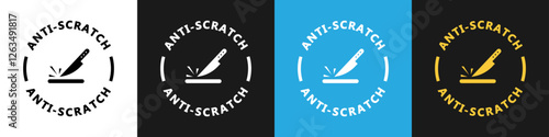 Anti Scratch signs for product packaging isolated on different backgrounds.