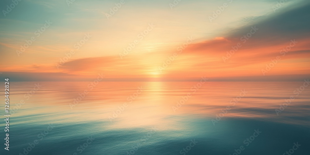 Fototapeta premium Serene sunset over water casts warm colors across sky