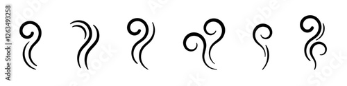 Smoke vector illustration. Smoke silhouette. Steam symbols. Smoking and steaming silhouettes