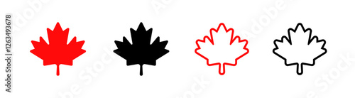 Maple leaf vector icons. Maple leaves set. Canadian leaf icon. Canada flag maple leaf icon vector. Maple leaf silhouettes. Canada flag